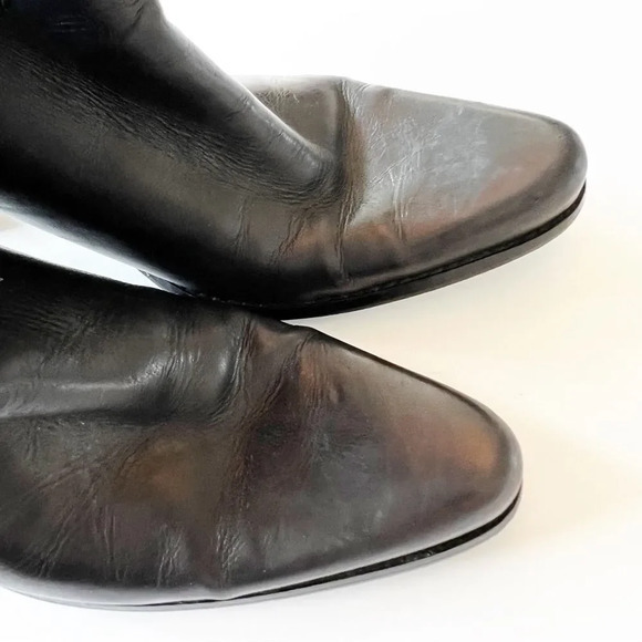 Nine West June Black Leather Slouch Boot Size 8.5 High Heel 80s Vibes Wench Goth - Picture 7 of 10